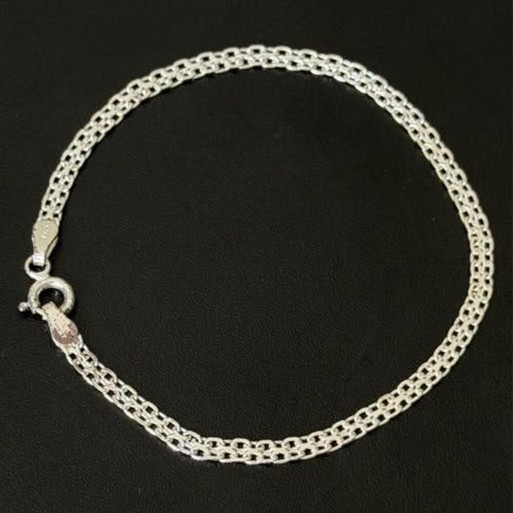 Vintage Italian Sterling Silver Bracelet 7” | Delicate Double Link Chain